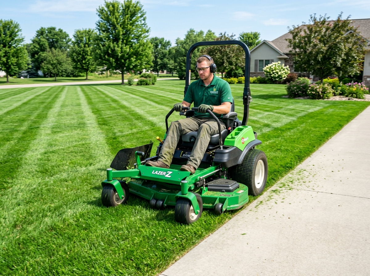 Front and back yard mowing with precision edging